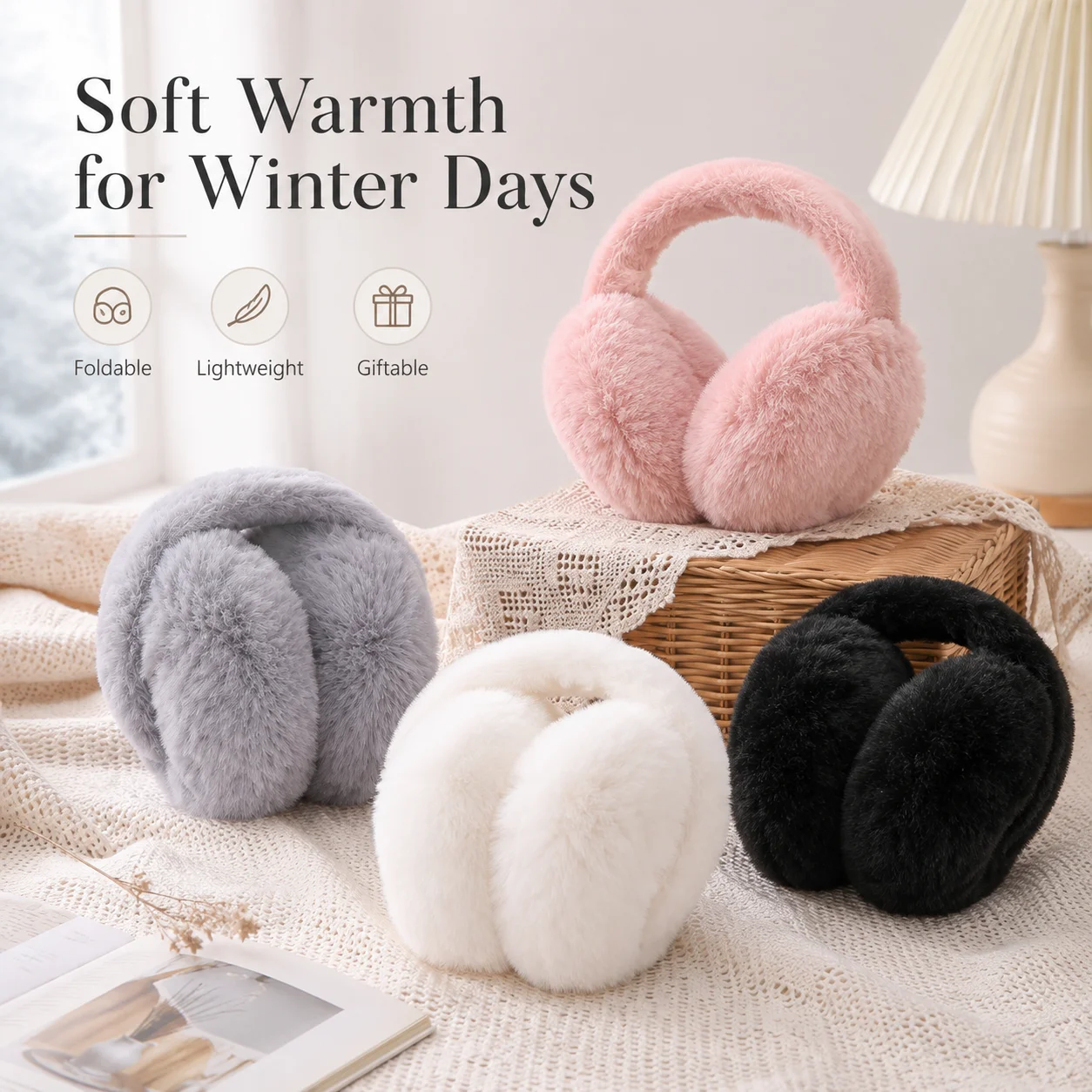 Earmuffs Foldable - Penutup Telinga Bulu Super Hangat, Pelindung