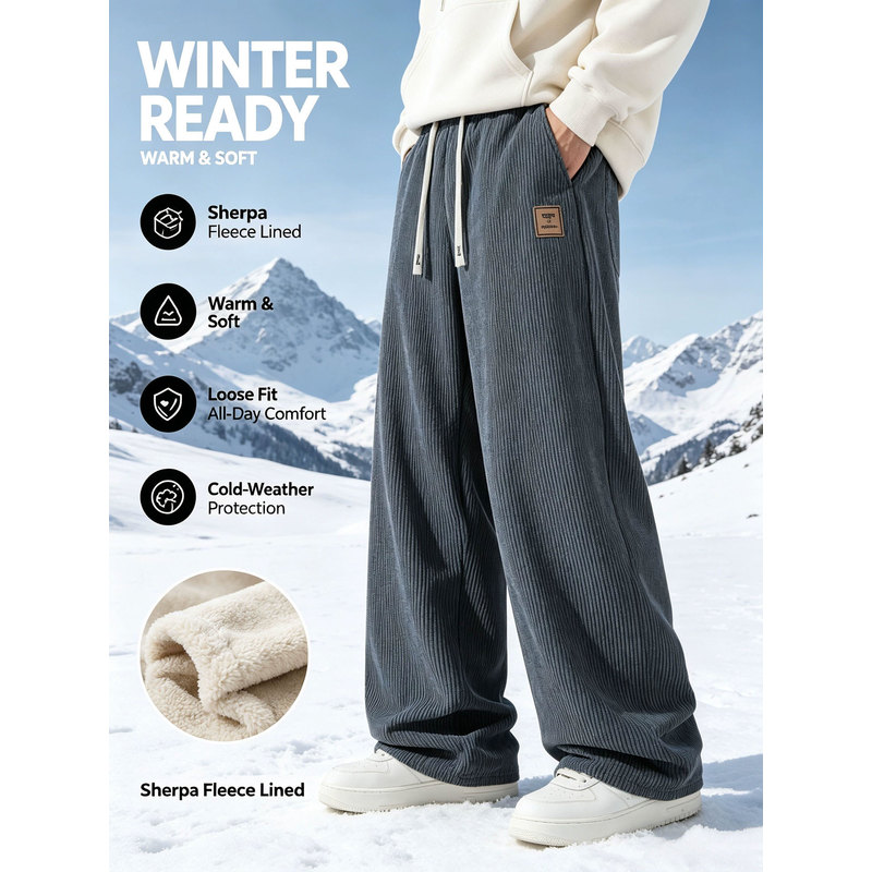 Corduroy Pant Warm - Celana Olahraga Musim Dingin Pria Bahan
