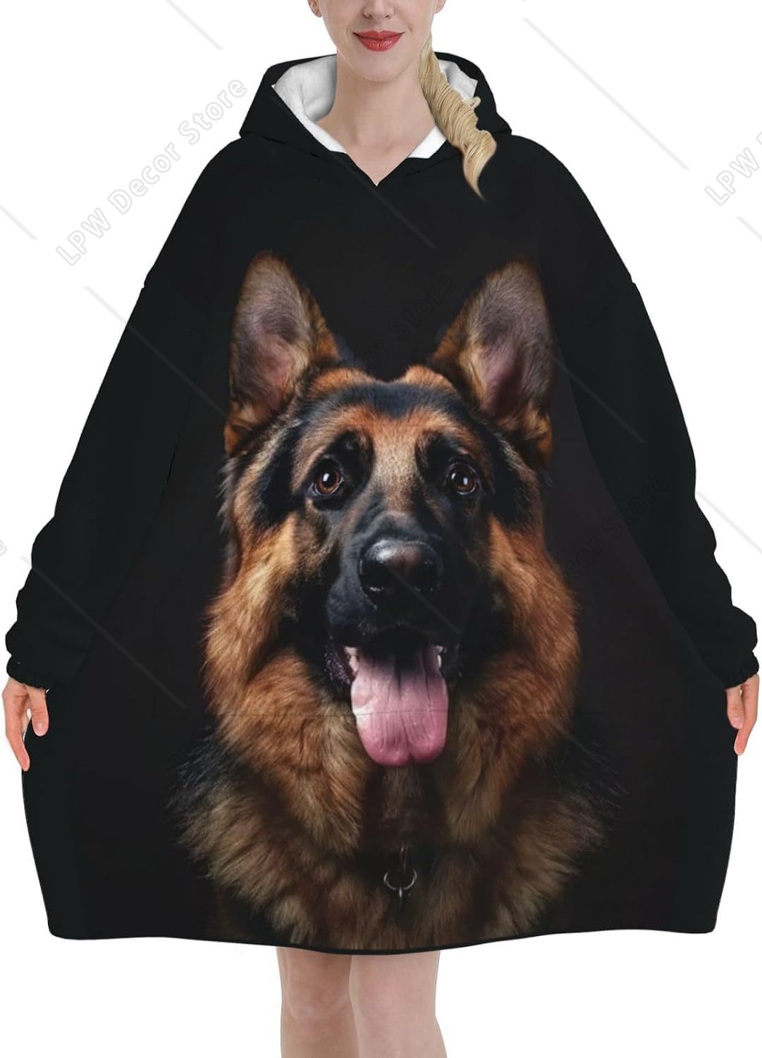 Selimut Hoodie Anjing German S - Sherpa Hoodie Fleece ulasan dan harga