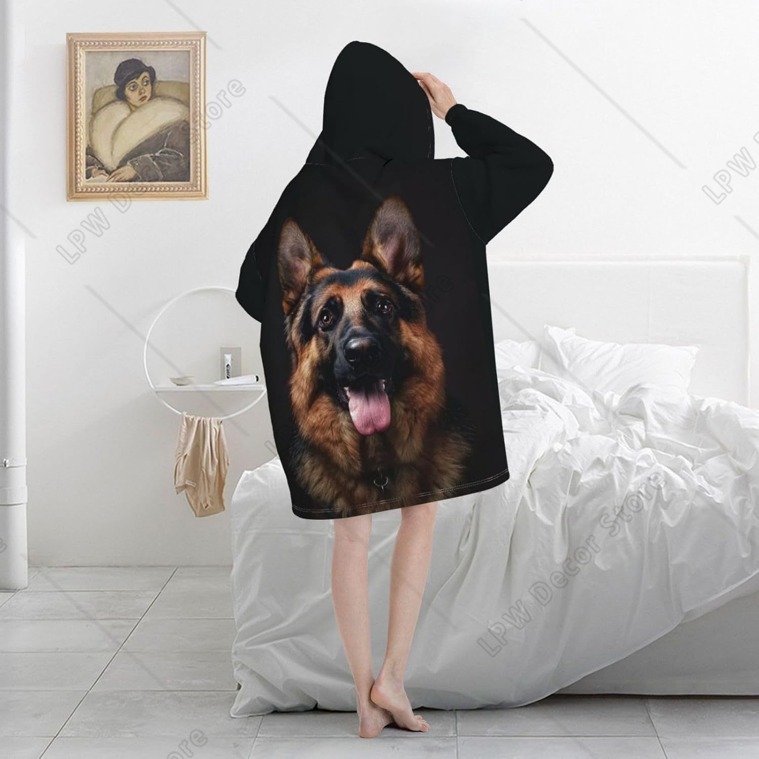 Selimut Hoodie Anjing German S - Sherpa Hoodie Fleece ulasan dan harga