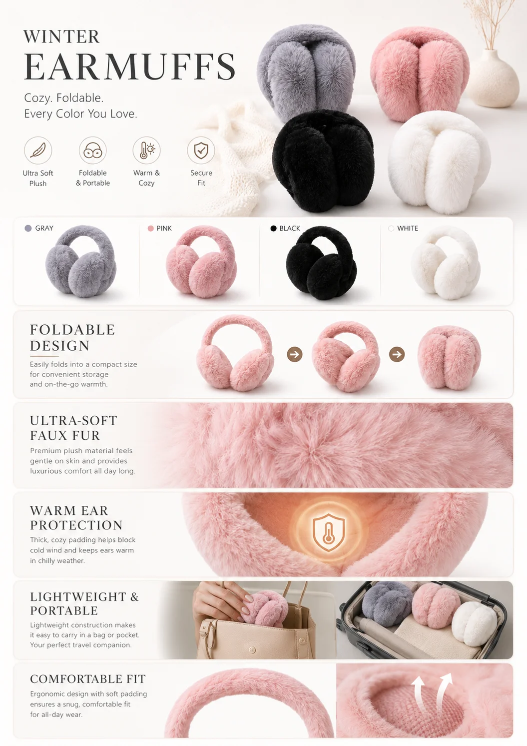Penutup Telinga Bulu Super Han - Earmuffs Foldable ulasan dan harga
